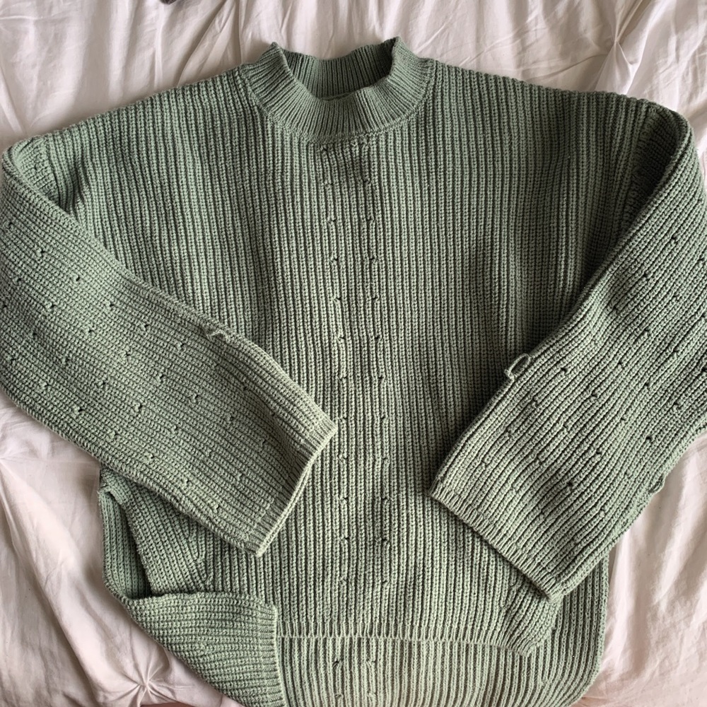 knit green sweater